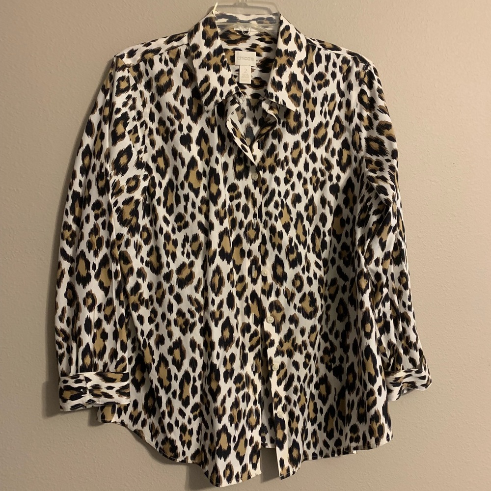 Chicos cheetah print button down